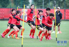 中国女足举行公开训练课王霜大汗淋漓接受采访